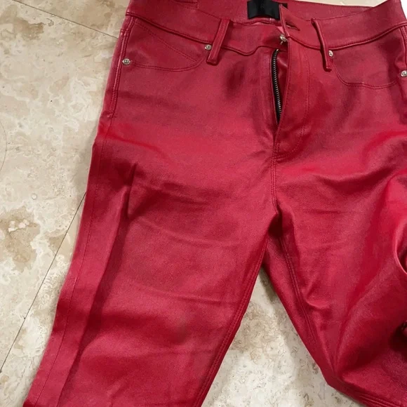 R+A red leather high waist pants 29